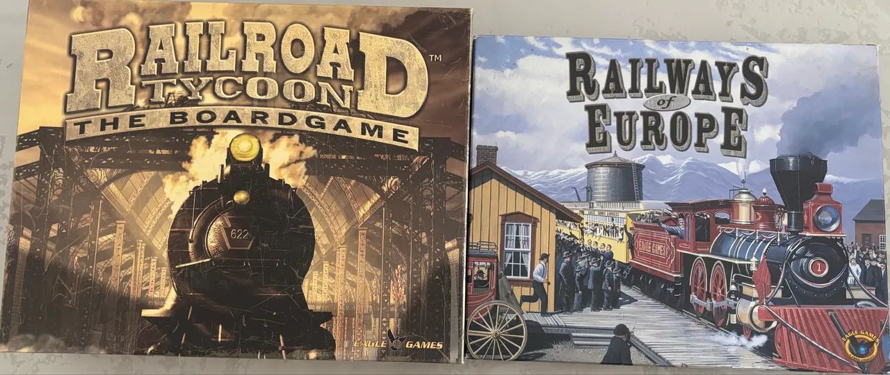 Railroad Tycoon: The Boardgame jogo de tabuleiro moderno com expansão Europe