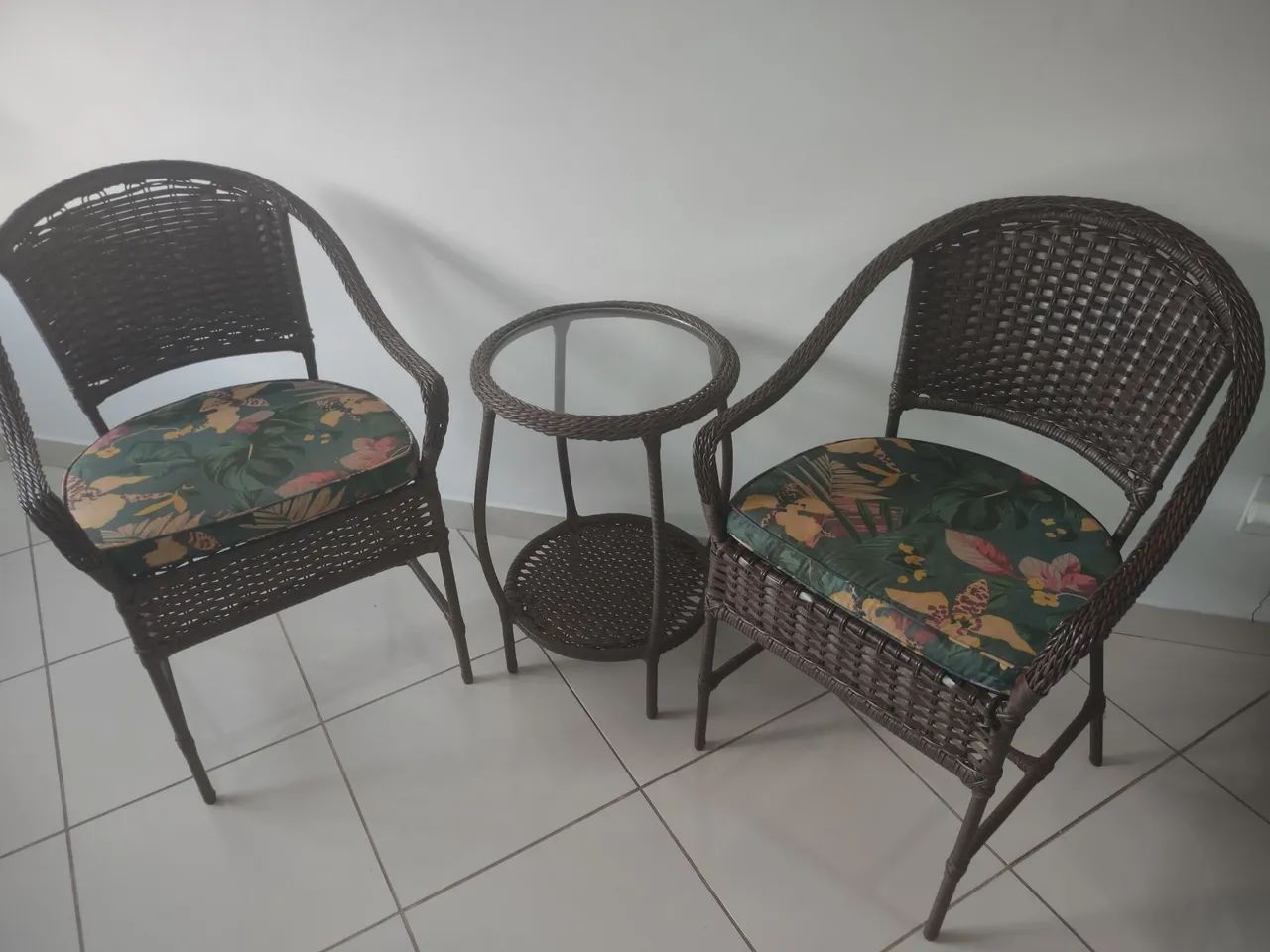 Conjunto mesa e 2 cadeiras varanda área de lazer