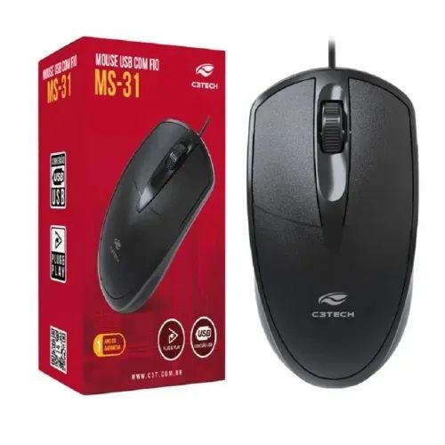 Mouse USB C3 Tech Preto Original 1 Ano Garantia Profissional