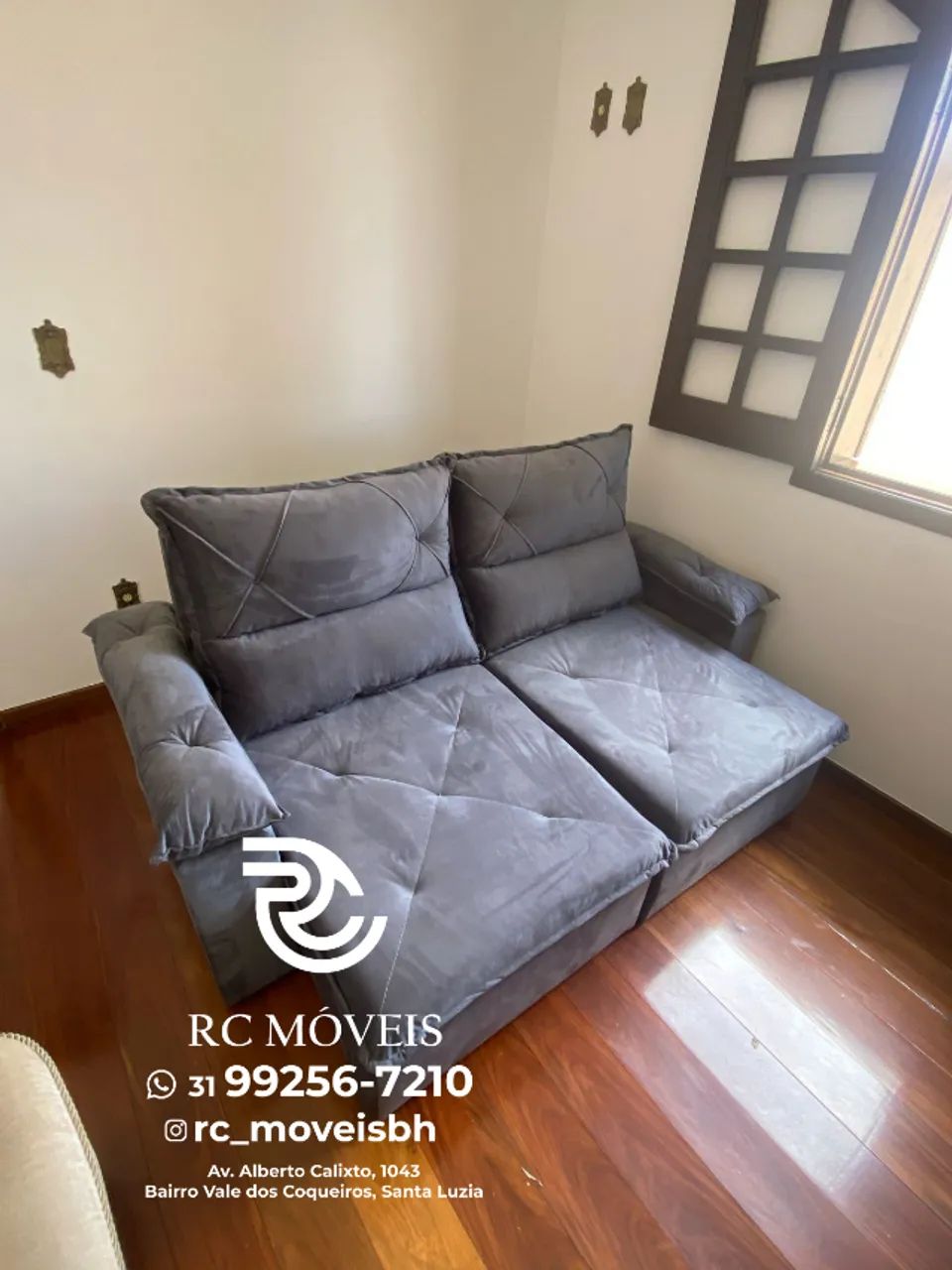 Sofá Sofía Retrátil e Reclinável 2,00m Veludo Conforto