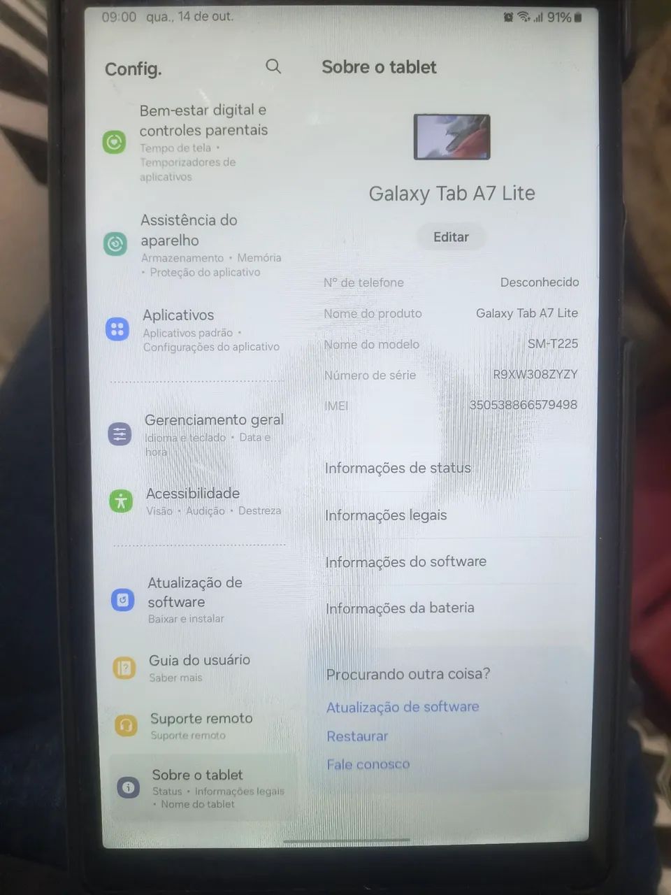 Tablet da Samsung A7 lite