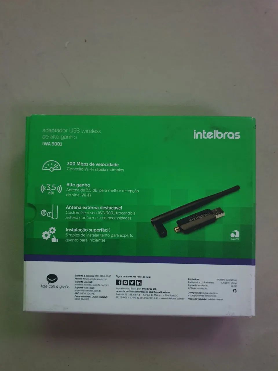 Adaptador USB Wi-Fi 4 de alto ganho Intelbras 300Mbps - Foto 2