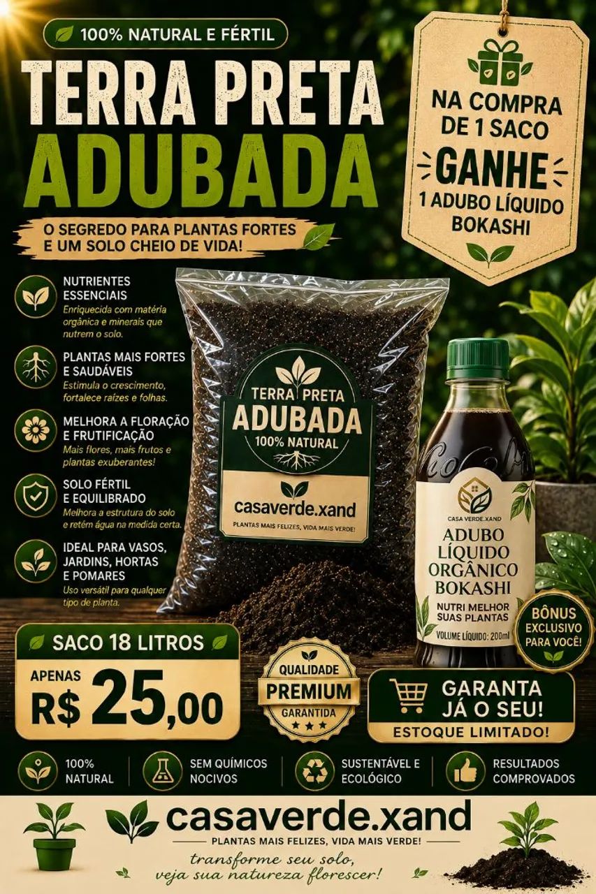 Terra preta adubada  + bokashi.