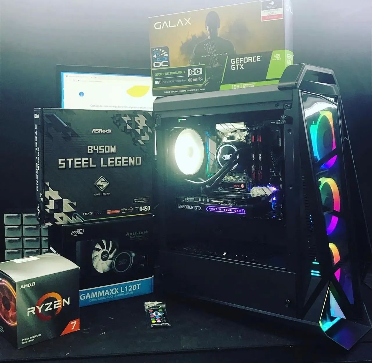 PCケース(自作PC用) Tuf Gaming PC GTX 1660S/R7 3700X/32GB PC Gamer AMD Ryzen 7 3700X + GTX 1660 Super + 32GB RAM + SSD 1TB