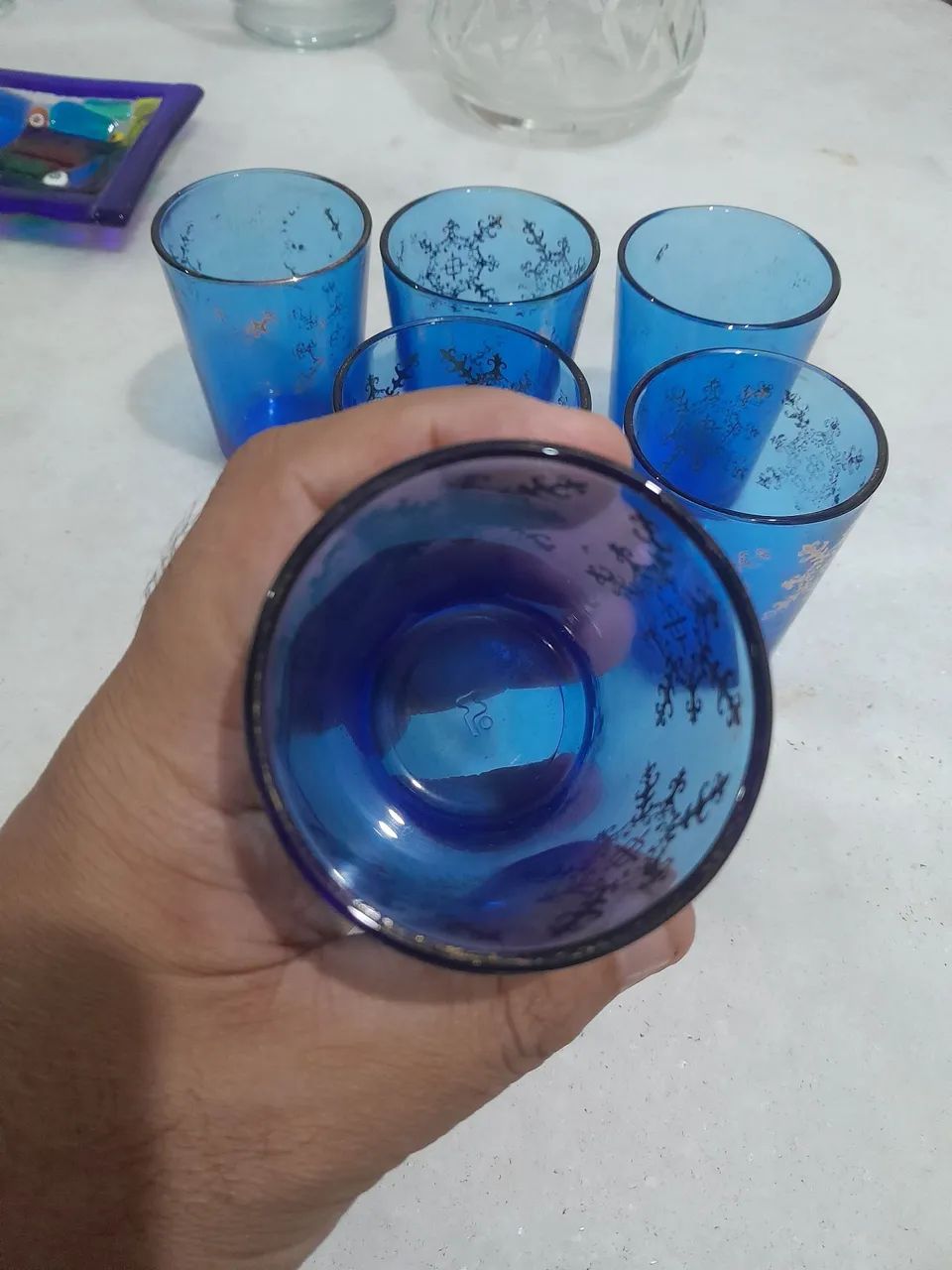 Conjunto 6 copos azuis para licor - Foto 4