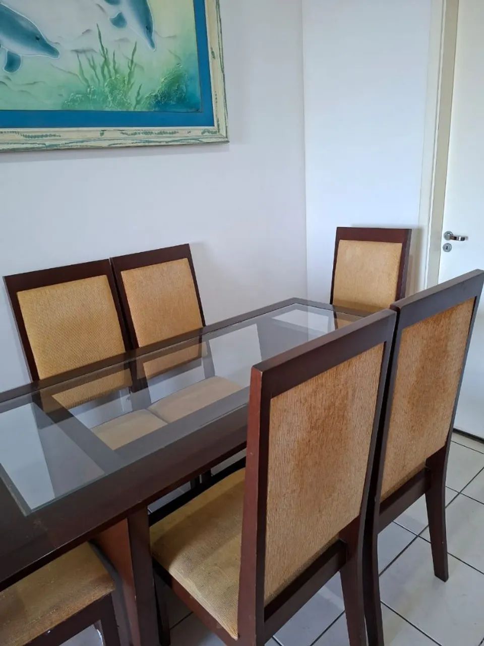 Mesa de Vidro com Madeira 