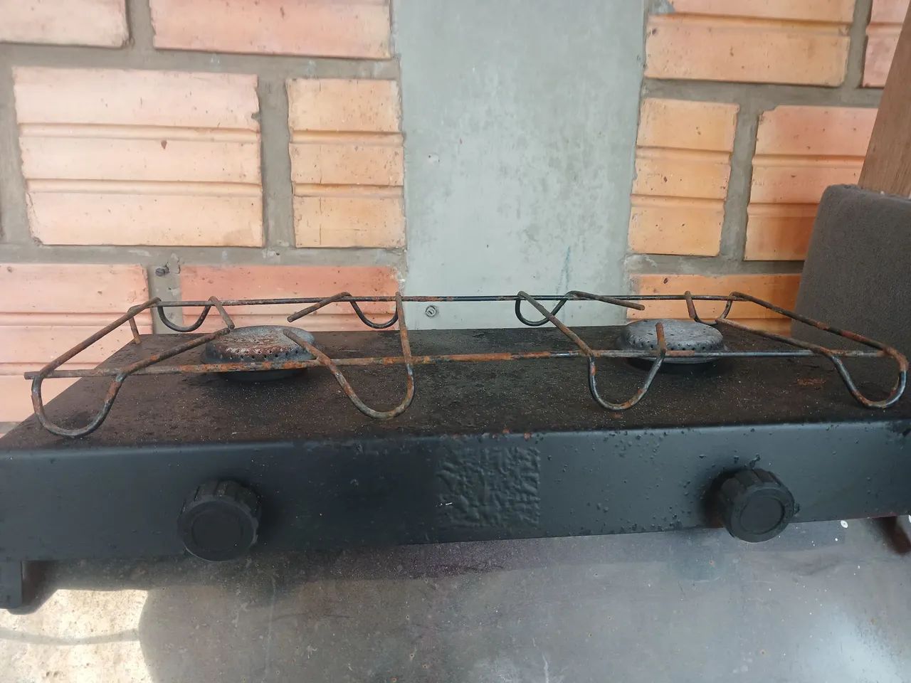 Fogão de camping de2 bocas funcionando 
