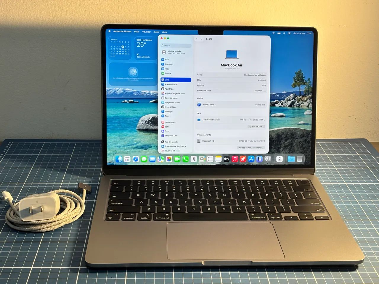Apple MacBook Air M3 2024 13 polegadas 8/256GB Bateria 87%