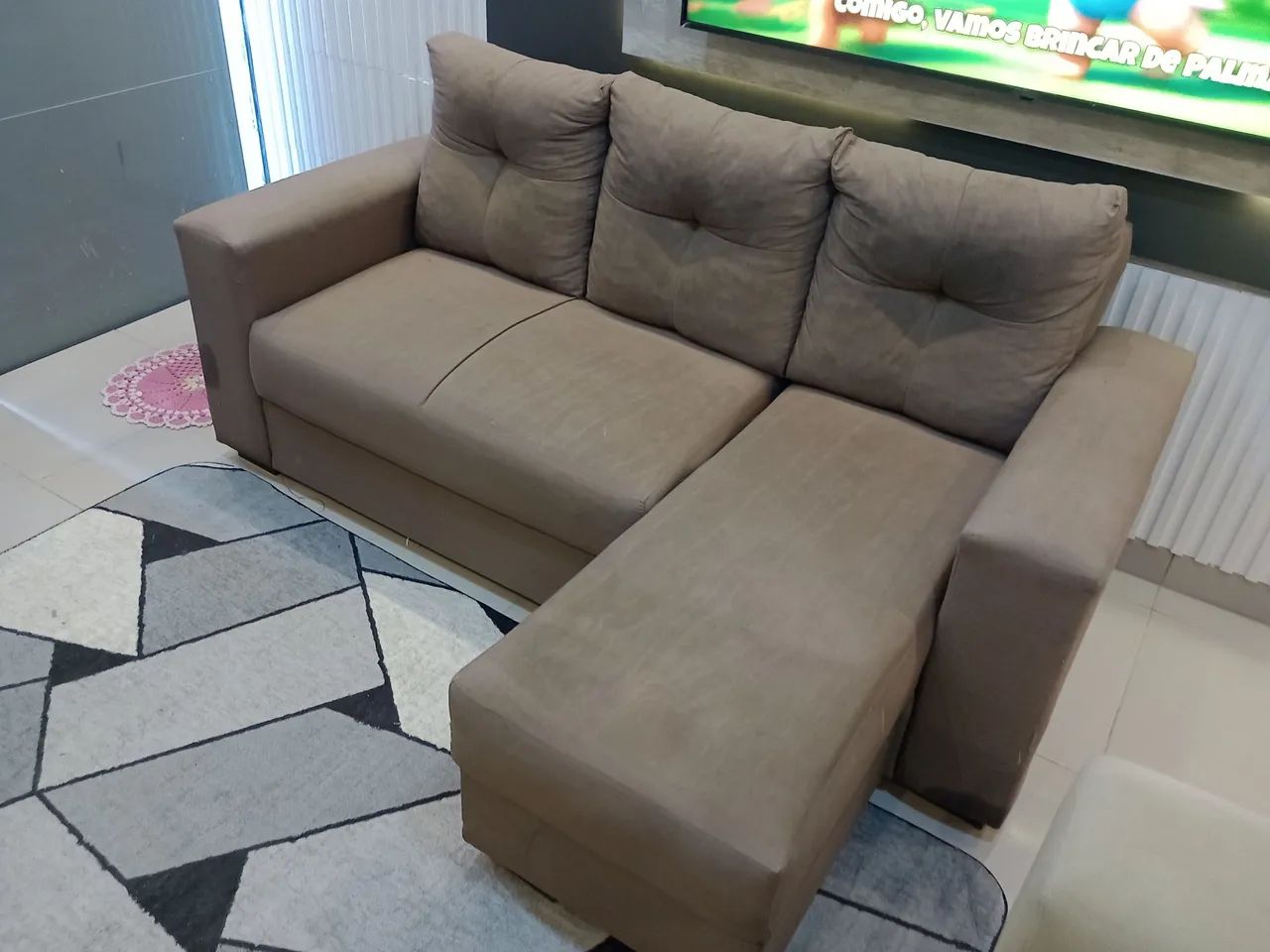 Sofá Chaise Desmontável Marrom 
