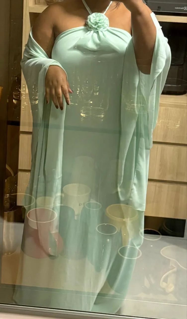 Vestido Gio Verde Menta + Echarpe  - Foto 3