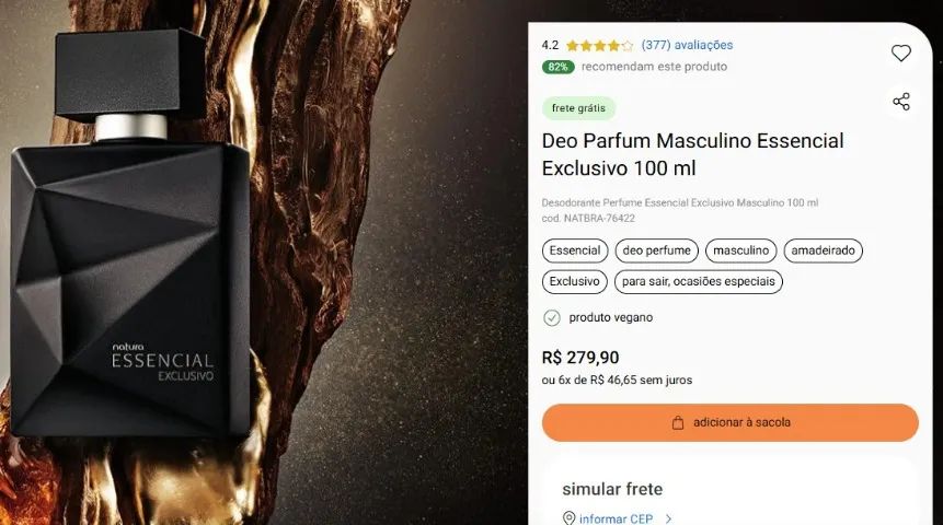 Perfume Essencial Exclusive Masculino Natura