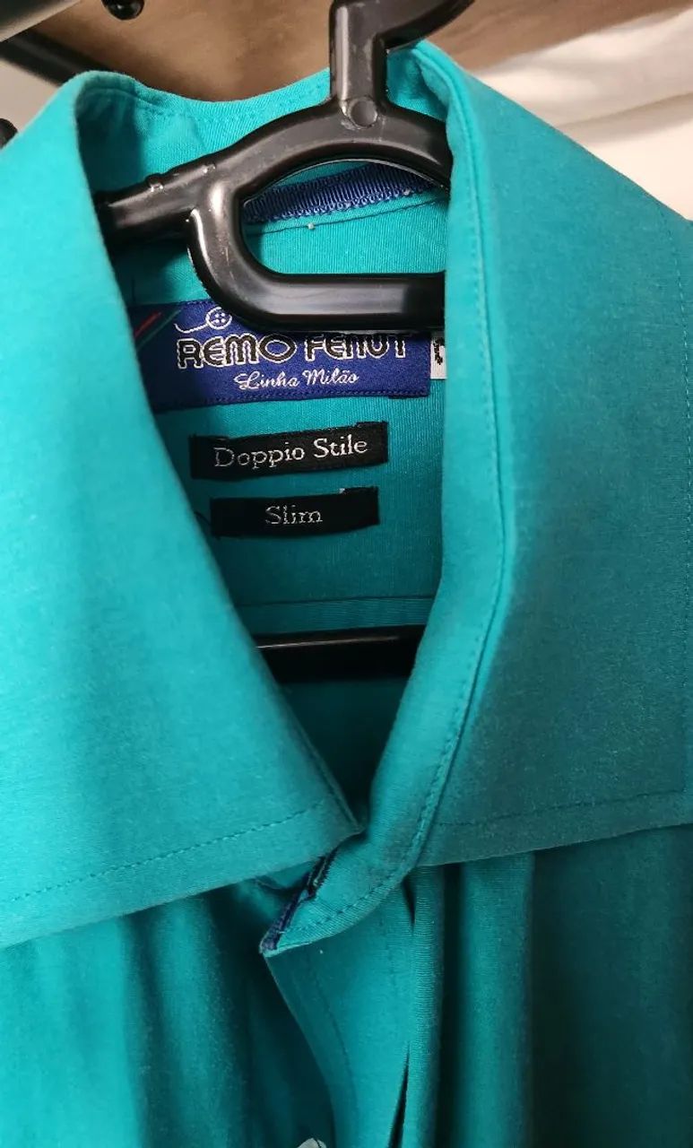 Camisas (três) azul, verde e rosa  - Foto 3