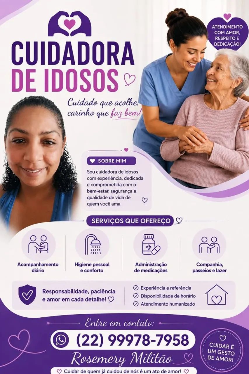 Cuidadora de idosos em Macaé 