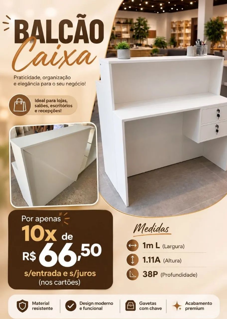 Balcão em mdf para atendimento 