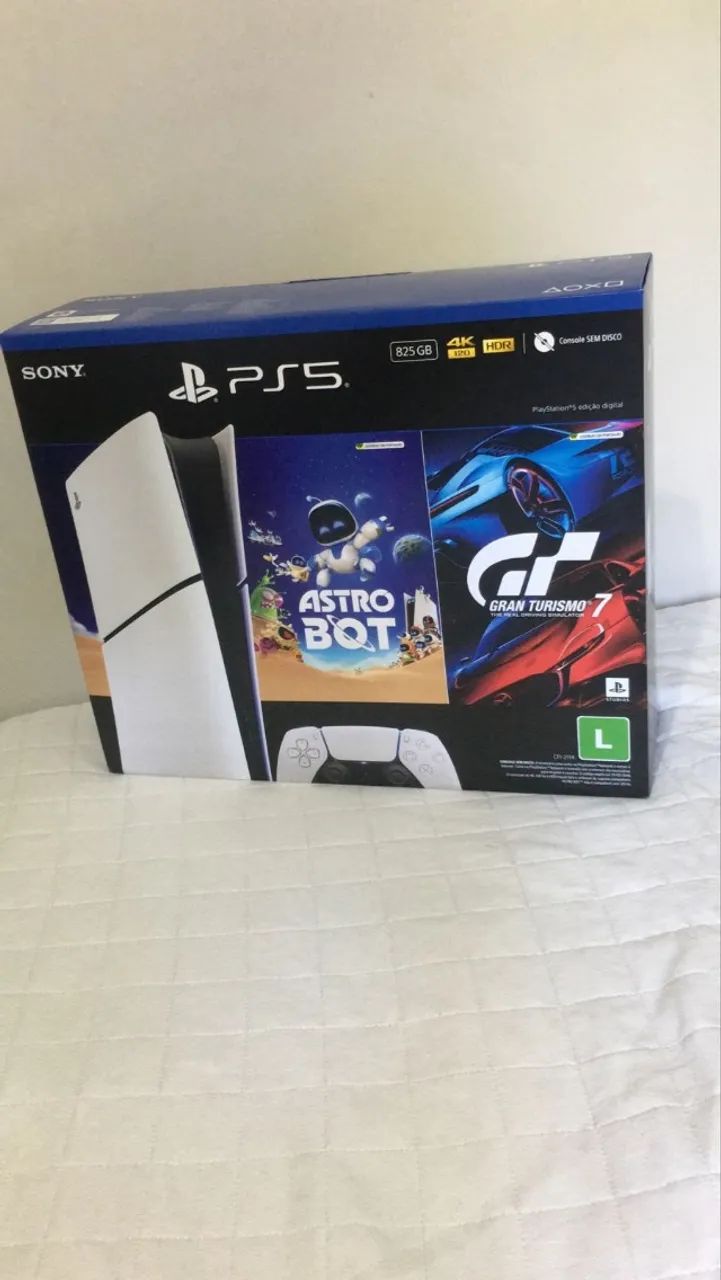 PlayStation 5 NOVO(LACRADO) Com NF  Edição Digital 825GB 1 Controle Branco Sony com 2 Jogo