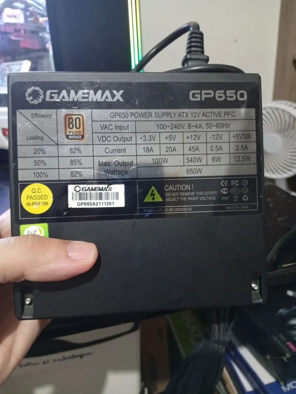 Fonte PC 650w gamemax 80 plus bronze  - Foto 3