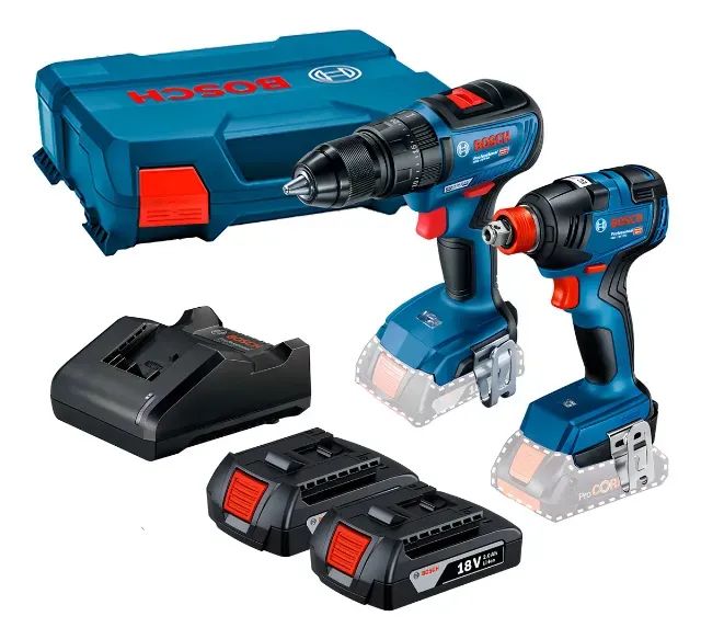 Kit Furadeira Gsb 18v 50 + Parafusadeira Gdx 18v 200 Bosch Cor Azul
