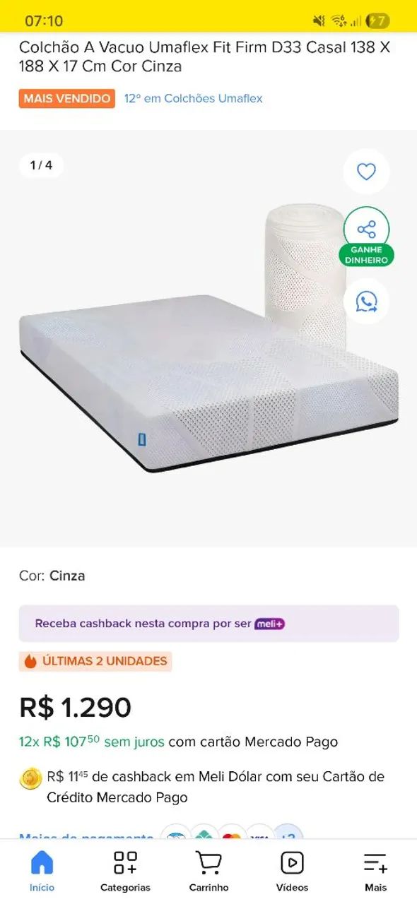 Colchão de casal Umaflex 