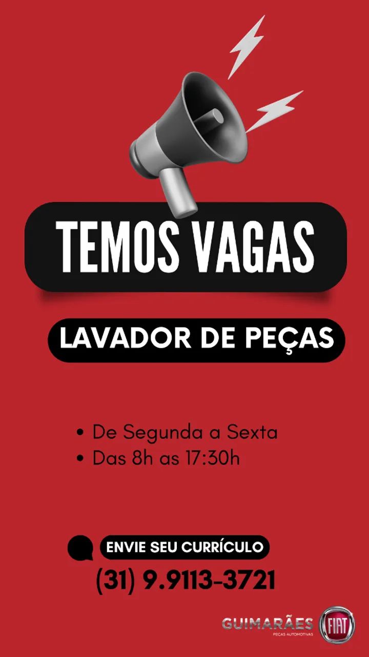 LAVADOR DE PEÇAS (sem experiência)