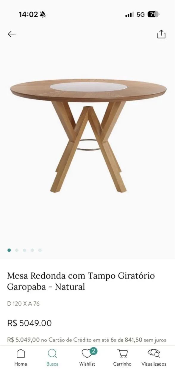 Mesa Redonda com Tampo Giratório  - Foto 2