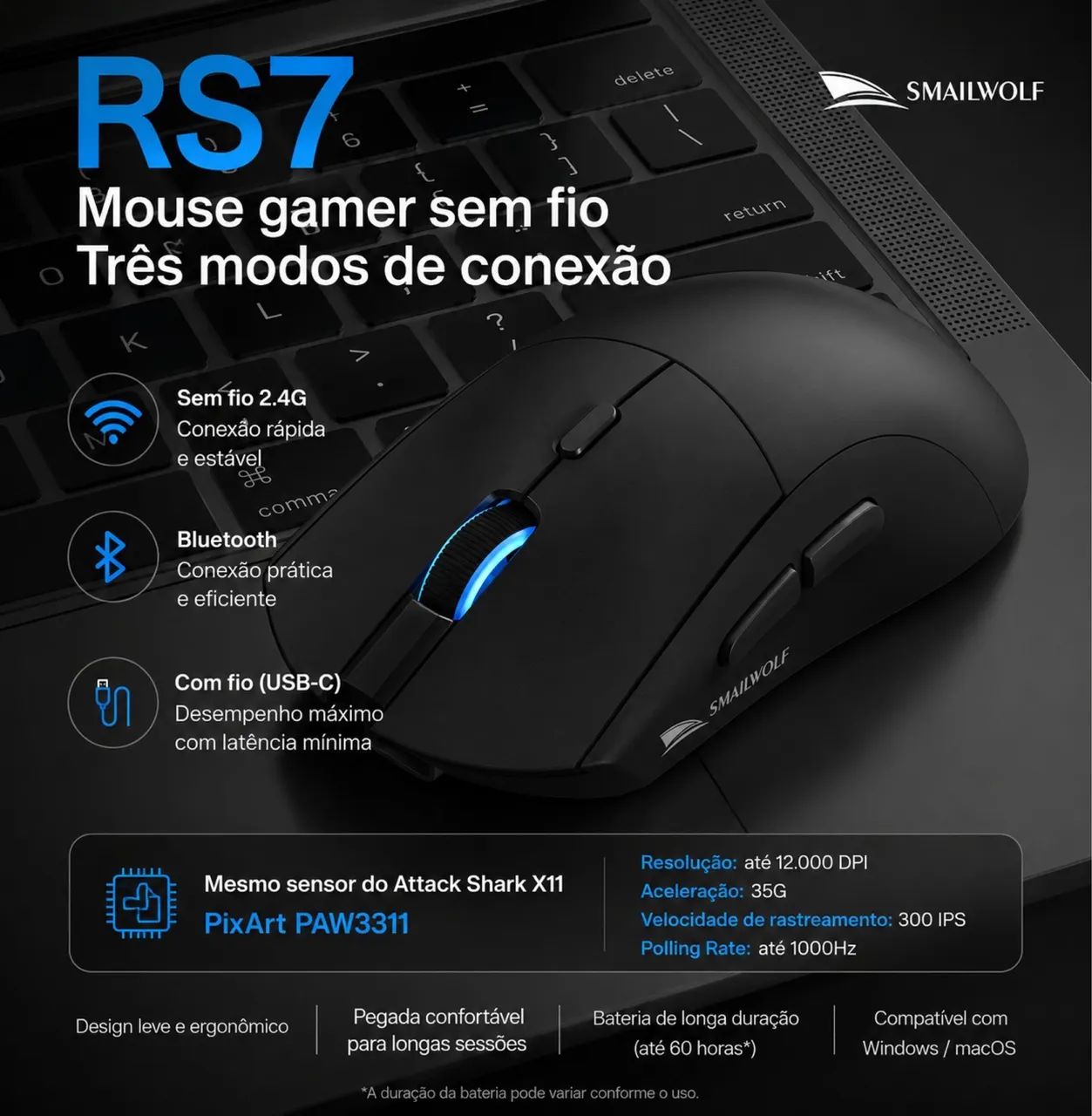 Mouse SmailWolF 20Mil DPI 3311 - Foto 3