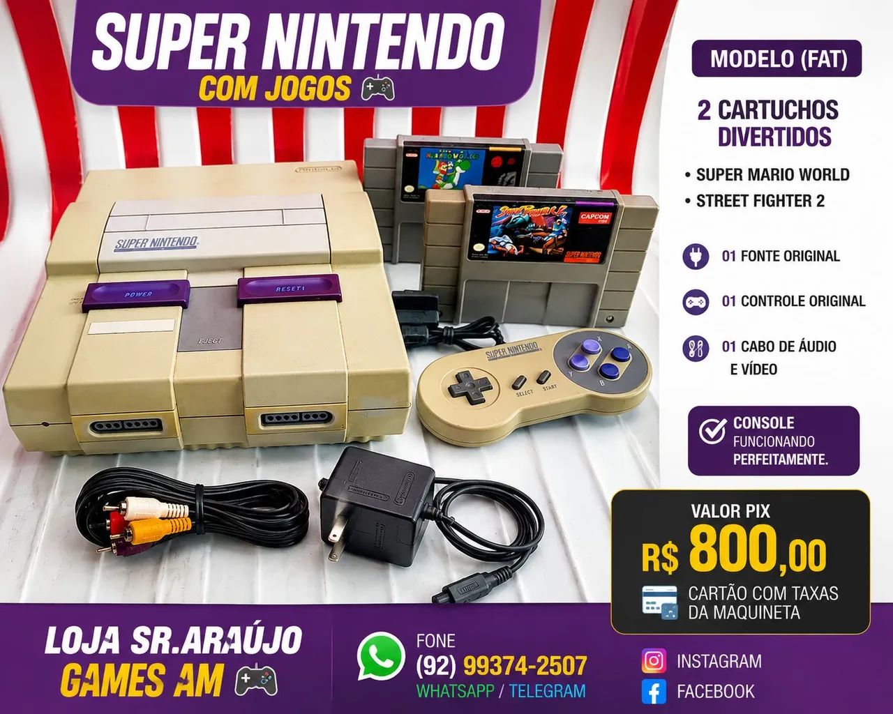 Super Nintendo com Cartuchos !!
