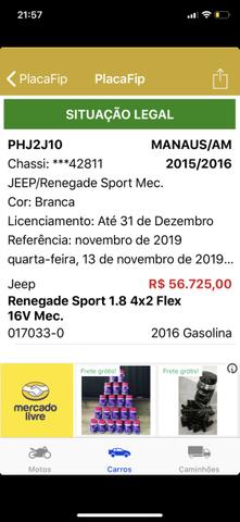 Vendo JEEP RENEGADE SPORT - Carro top Impecável - Foto 2