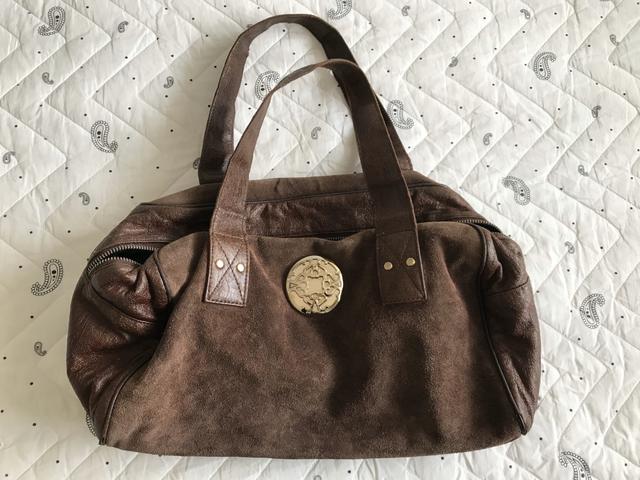 Bolsa nobuk couro marron Schultz