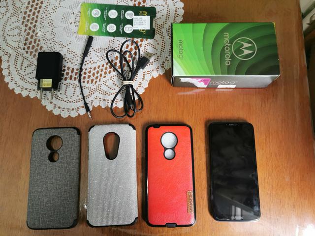 Celular Moto G7 Power com 03 capinhas e cartão de memória 64GB - Foto 2