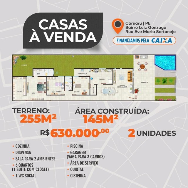 Casa para venda possui 145 metros quadrados com 4 quartos em Luiz Gonzaga - Caruaru - PE