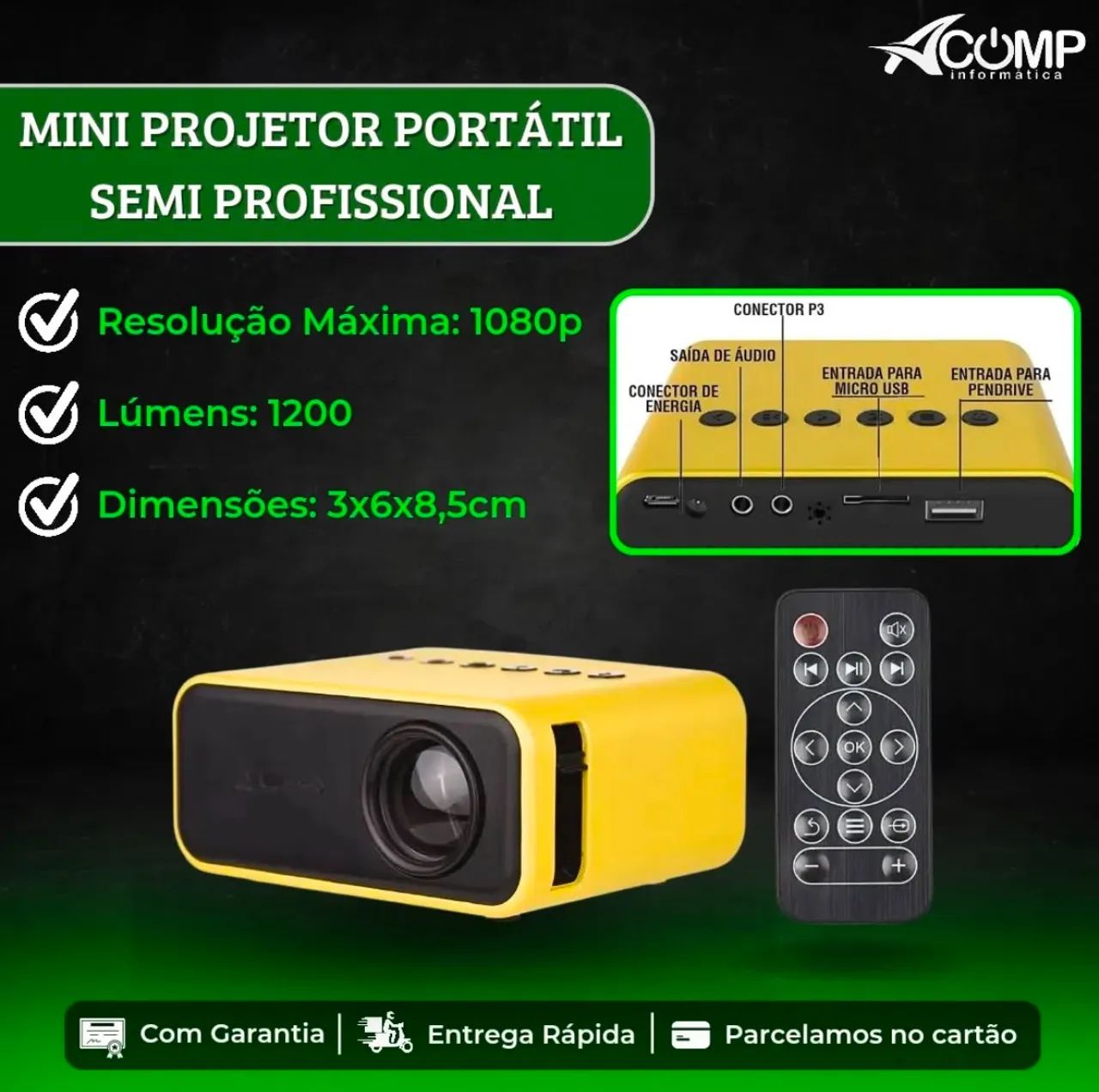 Projetor Portátil Semi profissional 1080p