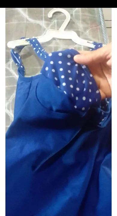 Maiô azul com bolinhas branco - Foto 4