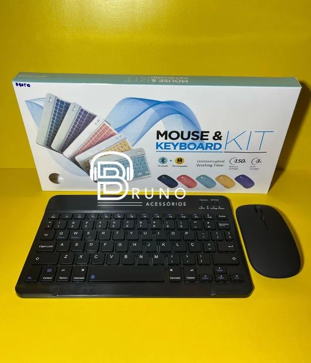 Kit Teclado e Mouse Bluetooth Sem Fio - Design Moderno e Prático!