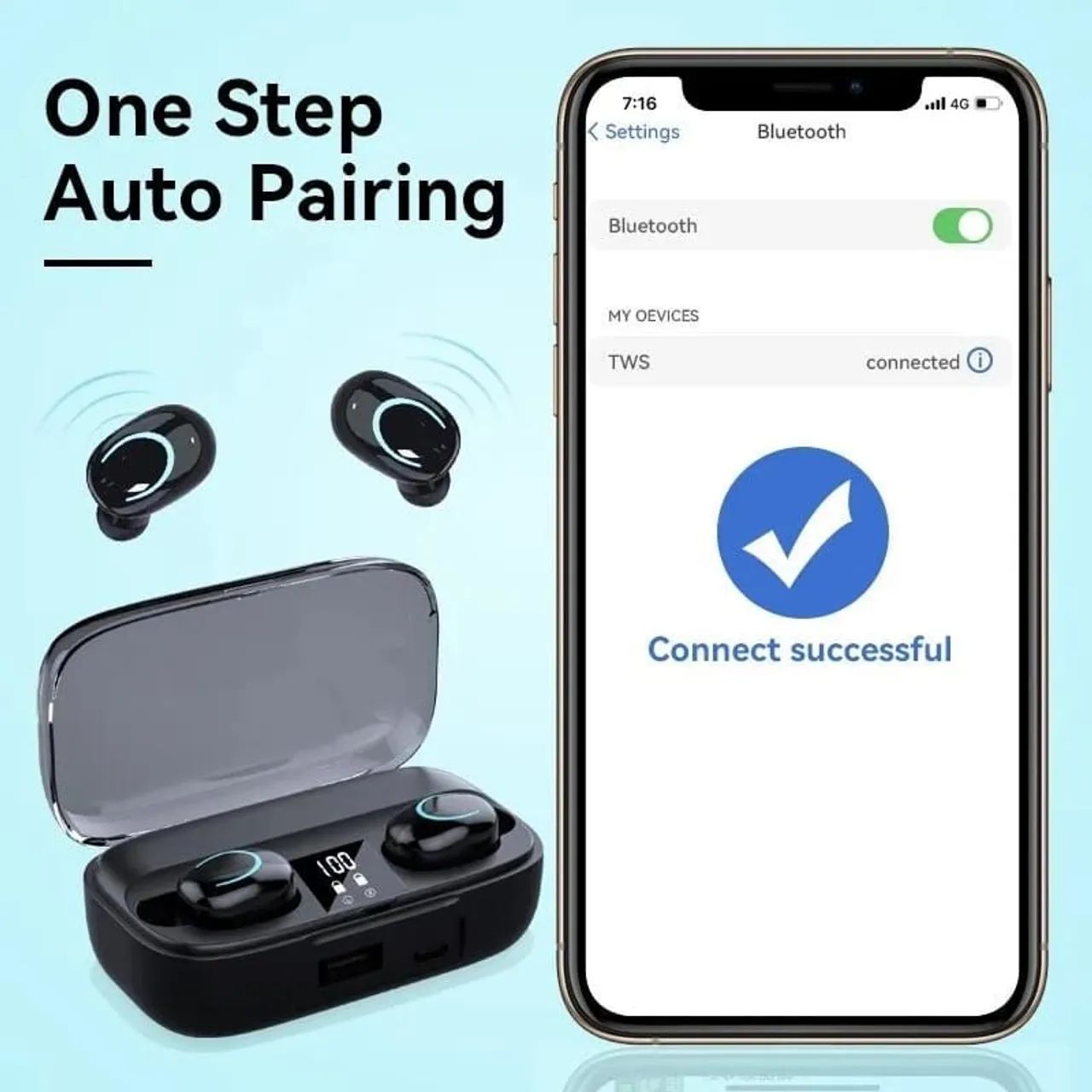Fone sem fio Bluetooth Smart Touch Control Play Remoção ativa do ruído para o esporte  - Foto 5
