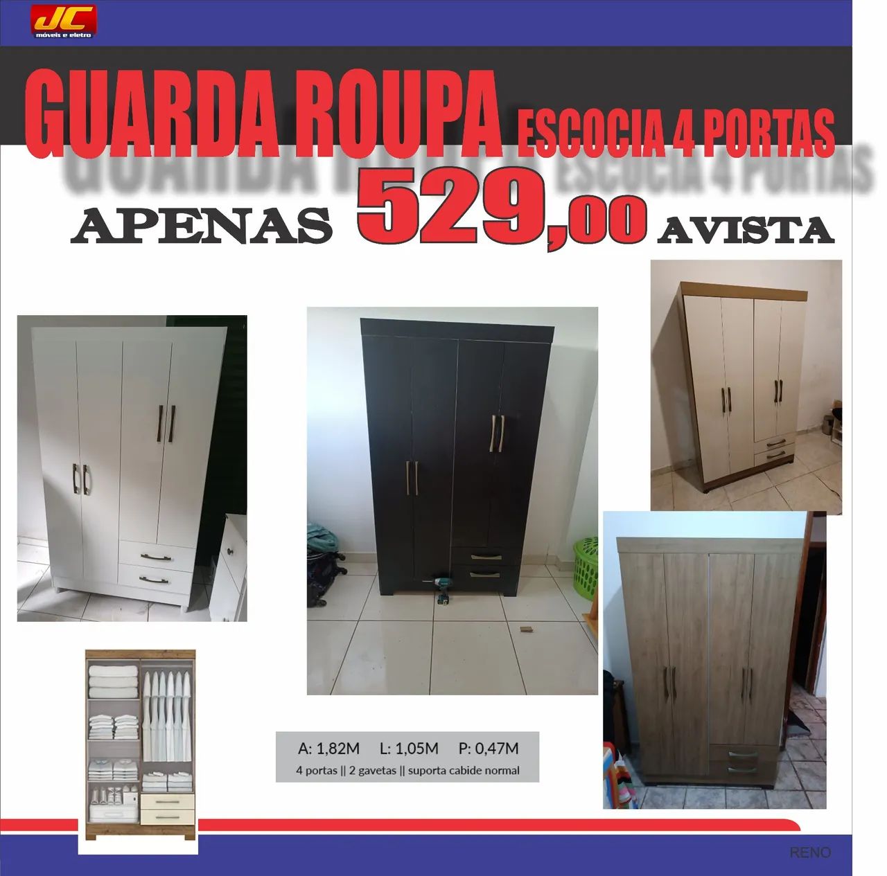 Guarda Roupa Escócia 4 portas promoção 