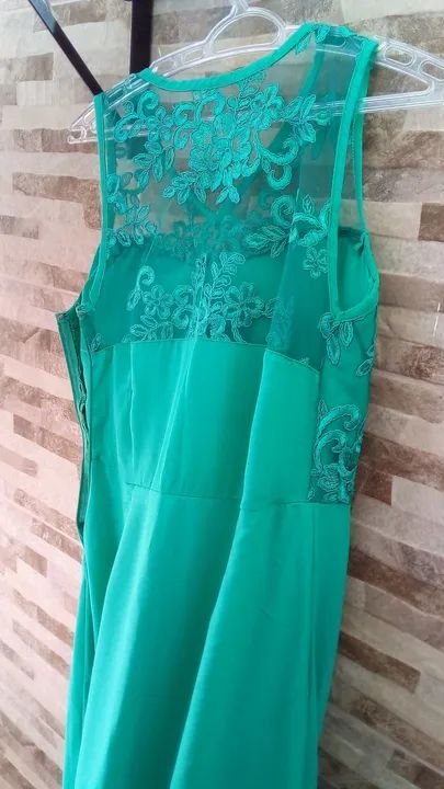 Vestido Longo Verde tiffany busto em Renda - Foto 5