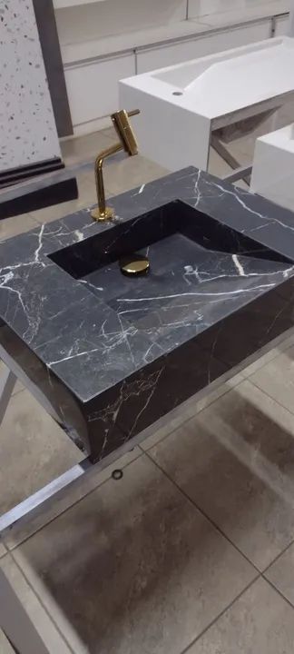 Pia de porcelanato preta para banheiro  - Foto 2