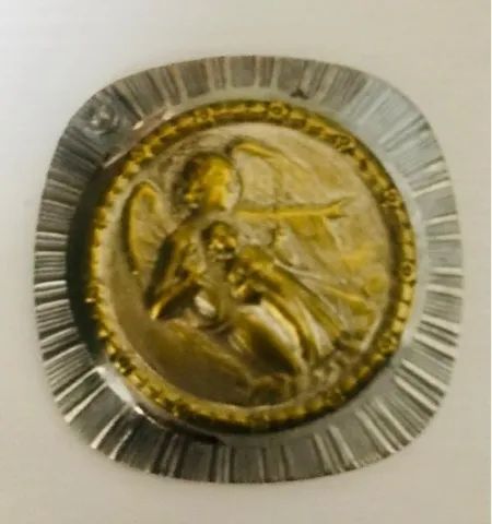 Medalha Para Berço - Anjo Da Guarda E Jesus - Década de 1950 - Foto 4