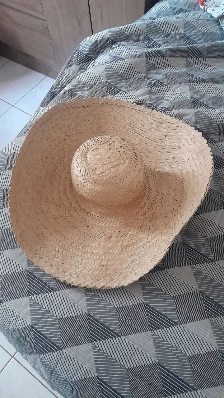 Chapéu de palha aba larga