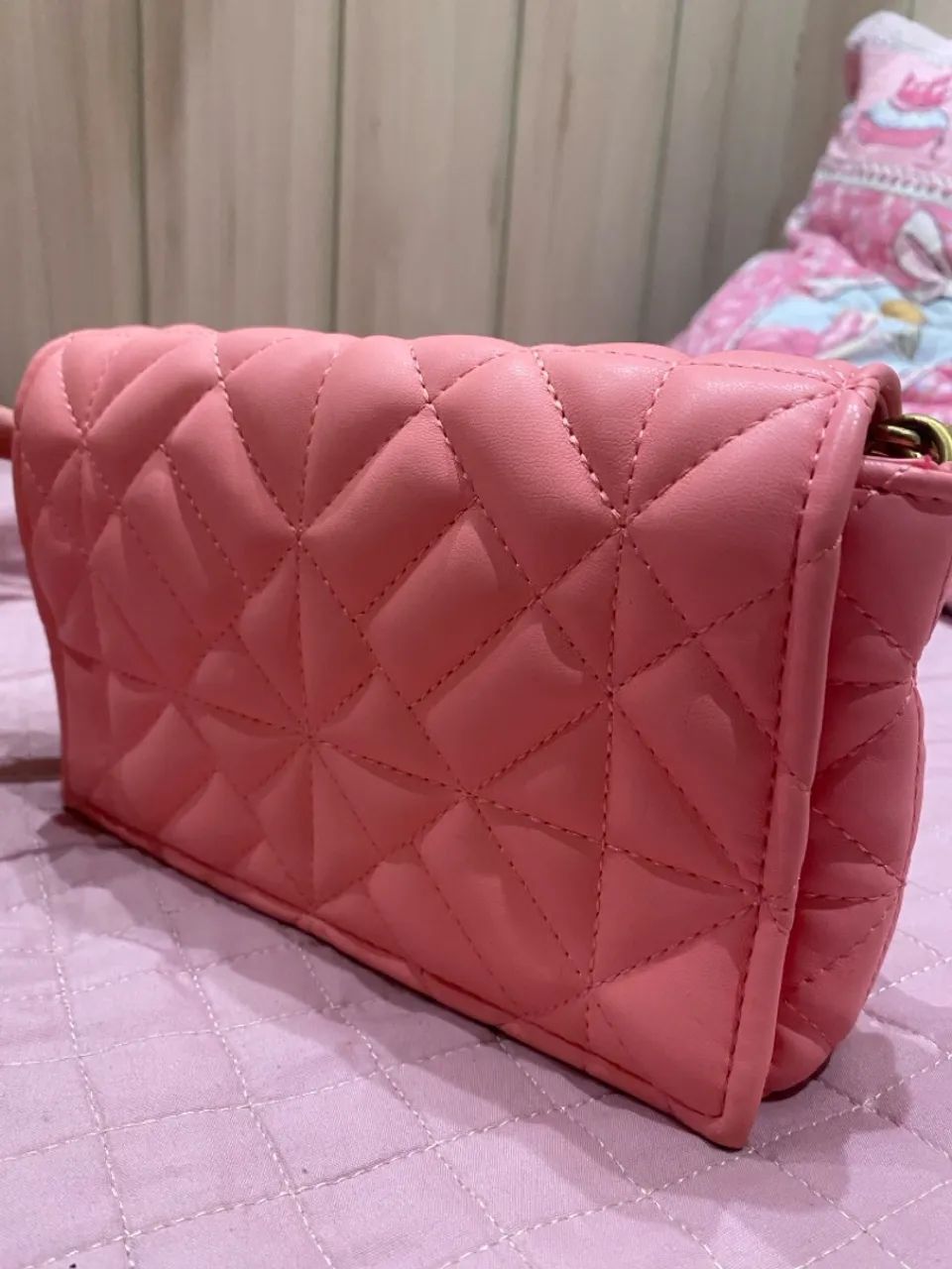 Bolsa Rosa Zara com Alça de Corrente Dourada - Foto 2