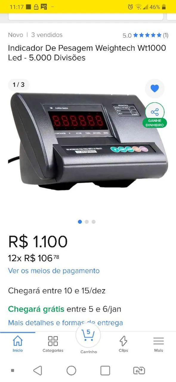 Indicador de pesagem weightech WT1000 - Foto 6