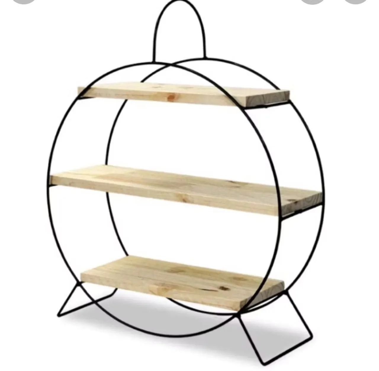 Estante Decorativa Redonda com Prateleiras de Madeira