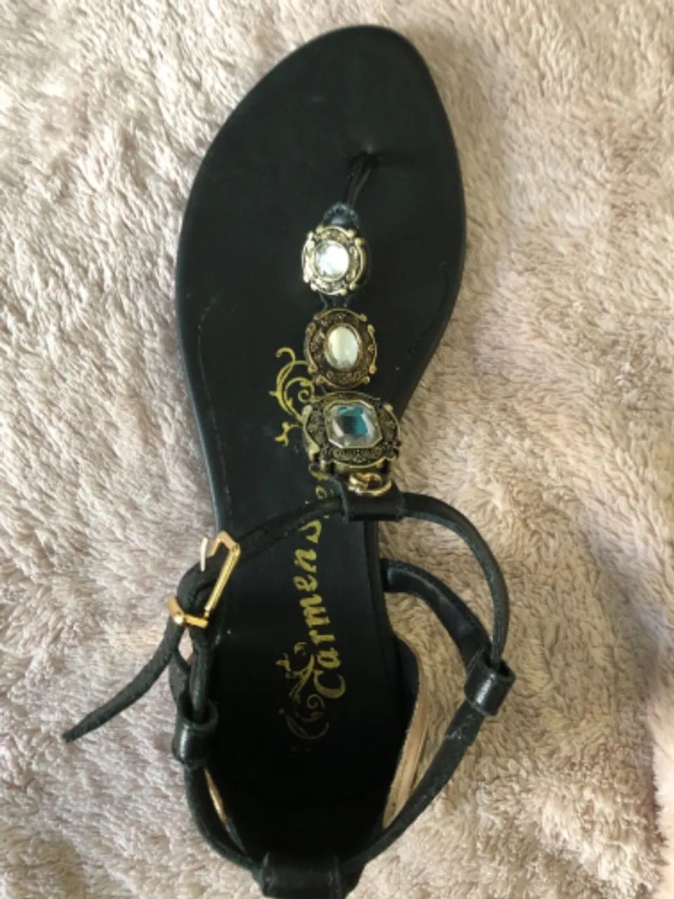 CARMEN STEFFENS SANDÁLIA COM PEDRARIAS SEM USO Calçados Barra