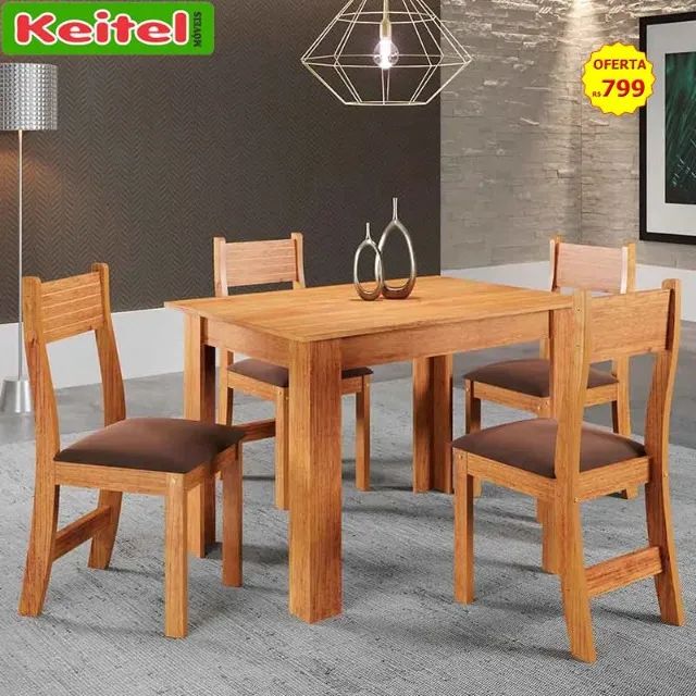 Mesa Retangular Palace Com 4 Cadeiras Brisa Mel Bombom