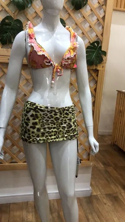 Saia Mini Curta Estampada Animal Print Cia Marítima - Foto 4