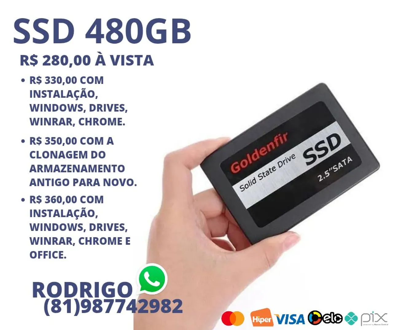 SSD 480GB Goldenfir - Novo