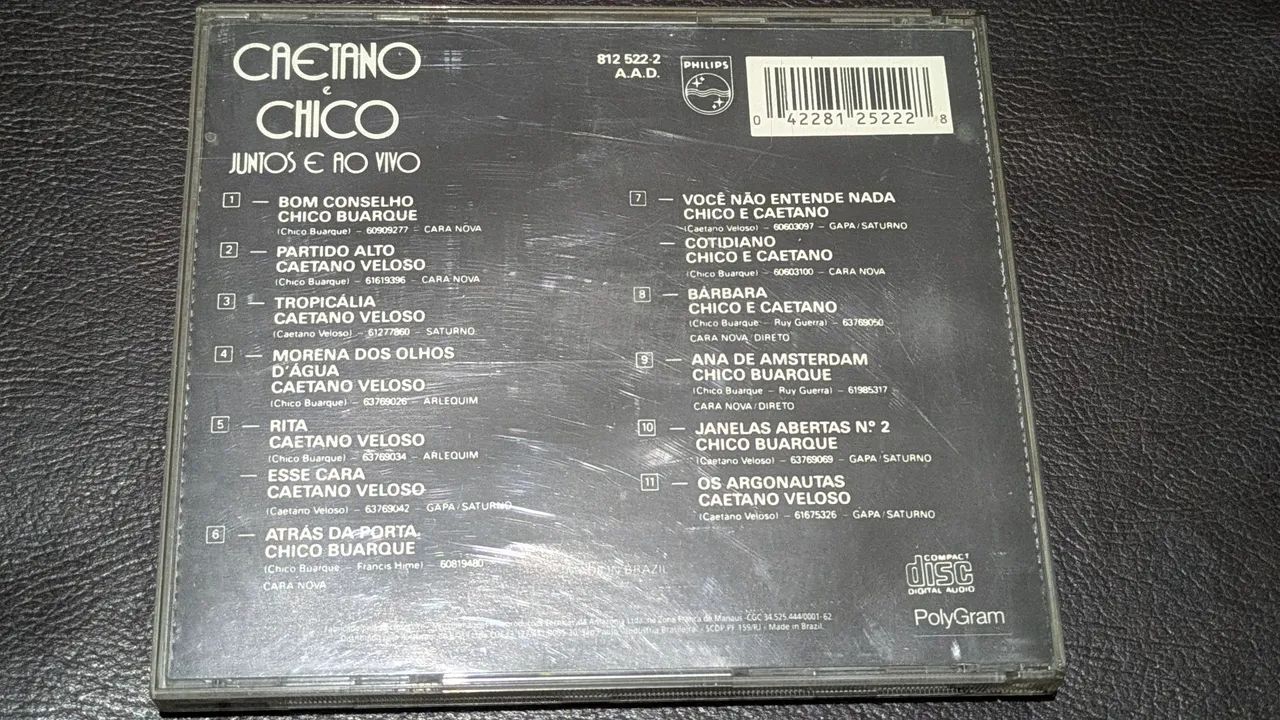 CD Caetano e Chico - Juntos e Ao Vivo (Remasterizado 1993) - Original - Foto 2