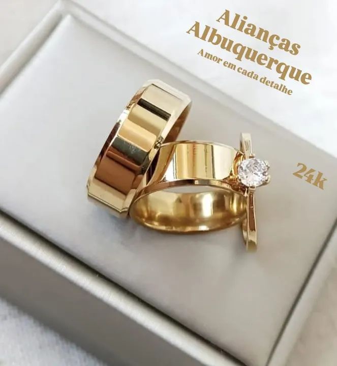 Alianças de Noivado Casamento em Ouro 24k  - Foto 4