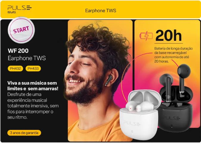 Fone de Ouvido Bluetooth TWS WF200 Branco Pulse - PH433 - Foto 5