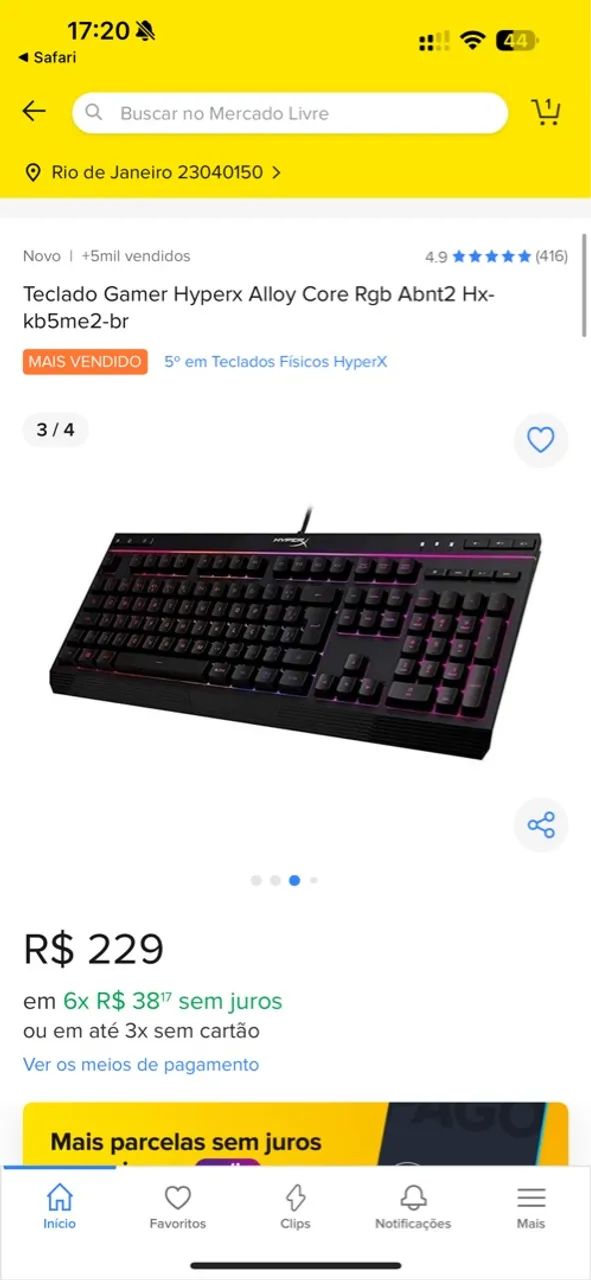 Teclado Gamer HyperX Alloy Core RGB ABNT2 HX-KB5ME2-BR